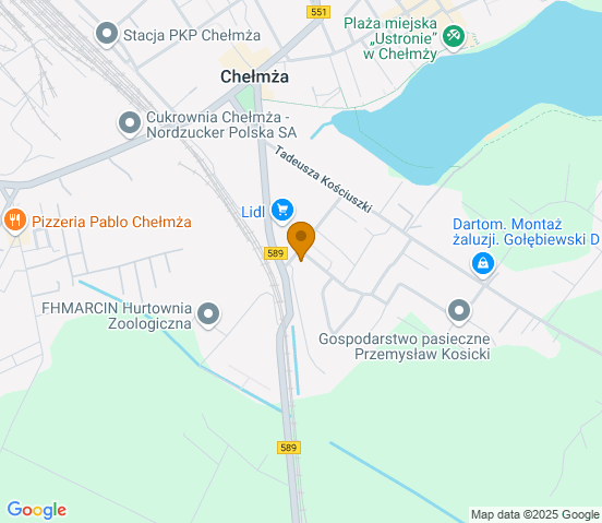 Mapa dojazdu do hurtowni motoryzacyjnej w miejscowości Chełmża