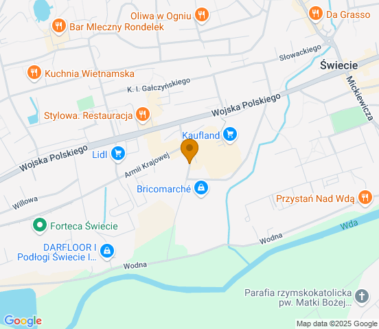 Mapa dojazdu do hurtowni motoryzacyjnej w miejscowości Świecie