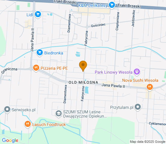 Mapa dojazdu do hurtowni motoryzacyjnej w miejscowości Warszawa