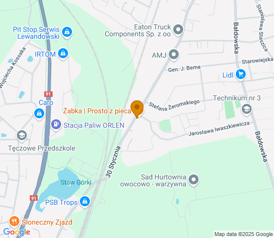 Mapa dojazdu do hurtowni motoryzacyjnej w miejscowości Tczew