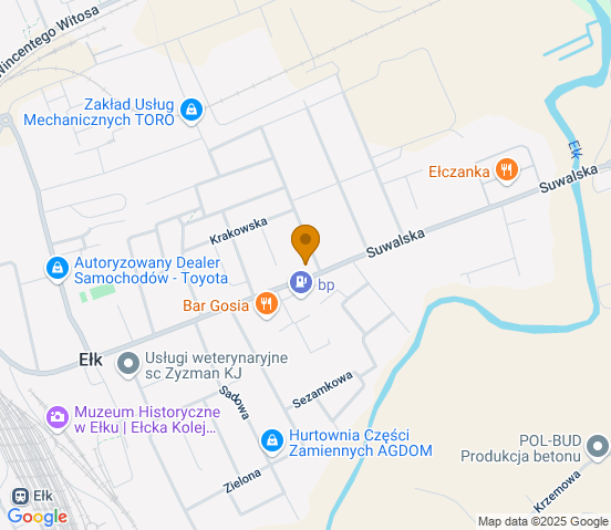 Mapa dojazdu do hurtowni motoryzacyjnej w miejscowości Ełk