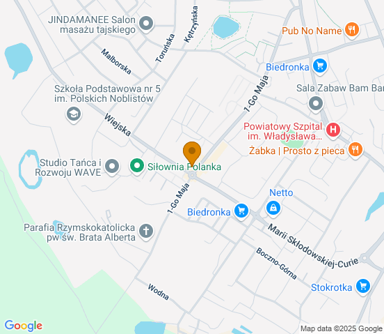 Mapa dojazdu do hurtowni motoryzacyjnej w miejscowości Iława