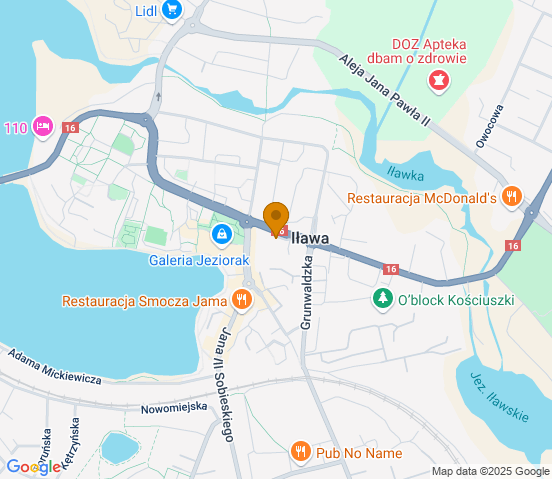 Mapa dojazdu do hurtowni motoryzacyjnej w miejscowości Iława