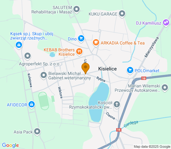 Mapa dojazdu do hurtowni motoryzacyjnej w miejscowości Kisielice