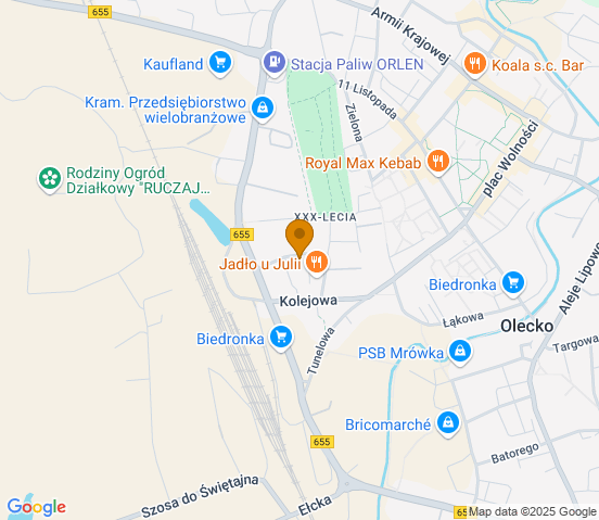 Mapa dojazdu do hurtowni motoryzacyjnej w miejscowości Olecko