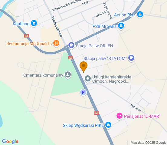 Mapa dojazdu do hurtowni motoryzacyjnej w miejscowości Pisz