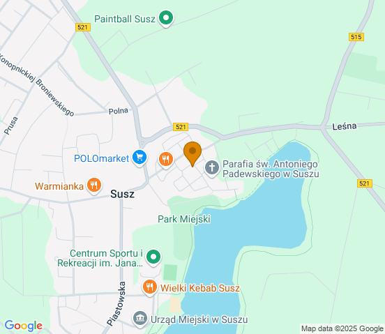 Mapa dojazdu do hurtowni motoryzacyjnej w miejscowości Susz