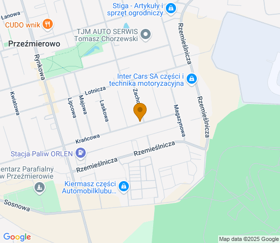 Mapa dojazdu do hurtowni motoryzacyjnej w miejscowości Przeźmierowo