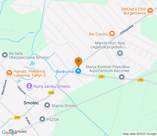 Mapa dojazdu do warsztatu samochodowego w miejscowości Smolec