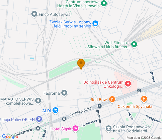 Mapa dojazdu do warsztatu samochodowego w miejscowości Wrocław