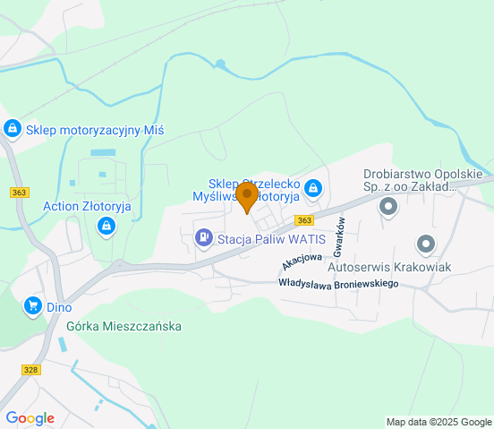 Mapa dojazdu do warsztatu samochodowego w miejscowości Złotoryja