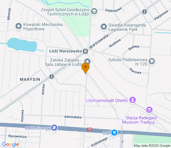 Mapa dojazdu do warsztatu samochodowego w miejscowości Łódź