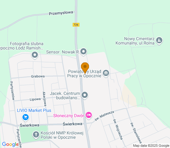 Mapa dojazdu do warsztatu samochodowego w miejscowości Opoczno