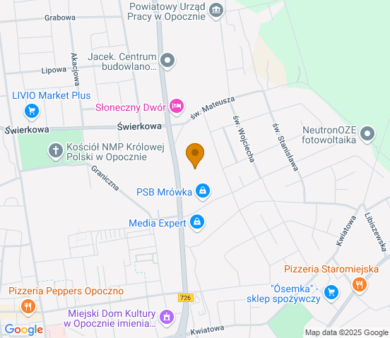 Mapa dojazdu do warsztatu samochodowego w miejscowości Opoczno