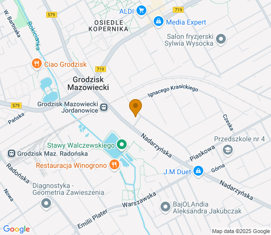 Mapa dojazdu do warsztatu samochodowego w miejscowości Grodzisk Mazowiecki