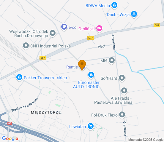 Mapa dojazdu do warsztatu samochodowego w miejscowości Płock