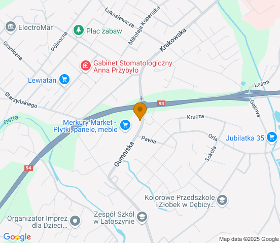 Mapa dojazdu do warsztatu samochodowego w miejscowości Dębica