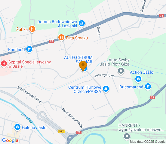 Mapa dojazdu do warsztatu samochodowego w miejscowości Jasło