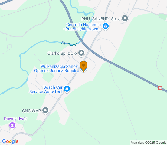 Mapa dojazdu do warsztatu samochodowego w miejscowości Sanok