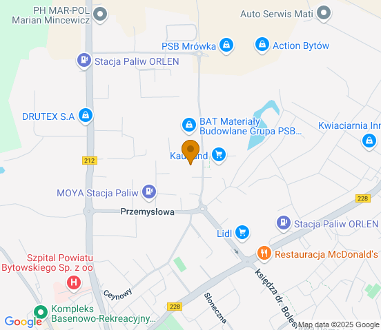 Mapa dojazdu do warsztatu samochodowego w miejscowości Bytów