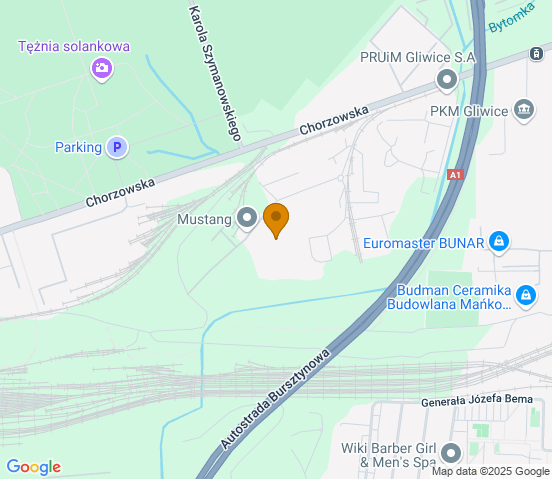 Mapa dojazdu do warsztatu samochodowego w miejscowości Gliwice