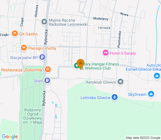 Mapa dojazdu do warsztatu samochodowego w miejscowości Gliwice