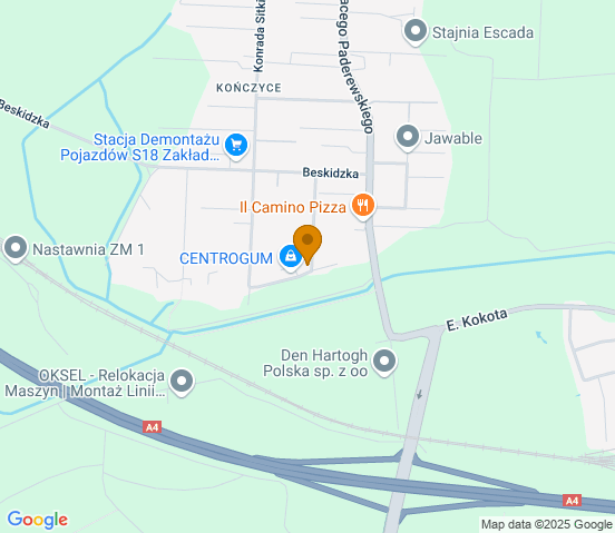 Mapa dojazdu do warsztatu samochodowego w miejscowości Zabrze