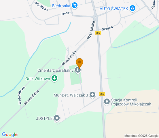 Mapa dojazdu do warsztatu samochodowego w miejscowości Witkowo
